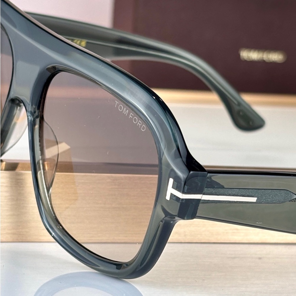 Tom Ford Translucent Smoke Square Sunglasses With… - image 2